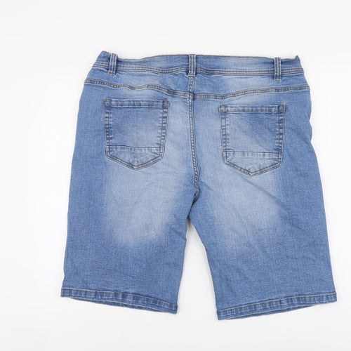 Fluid Mens Blue Cotton Bermuda Shorts Size 2XL L11 in Regular Button