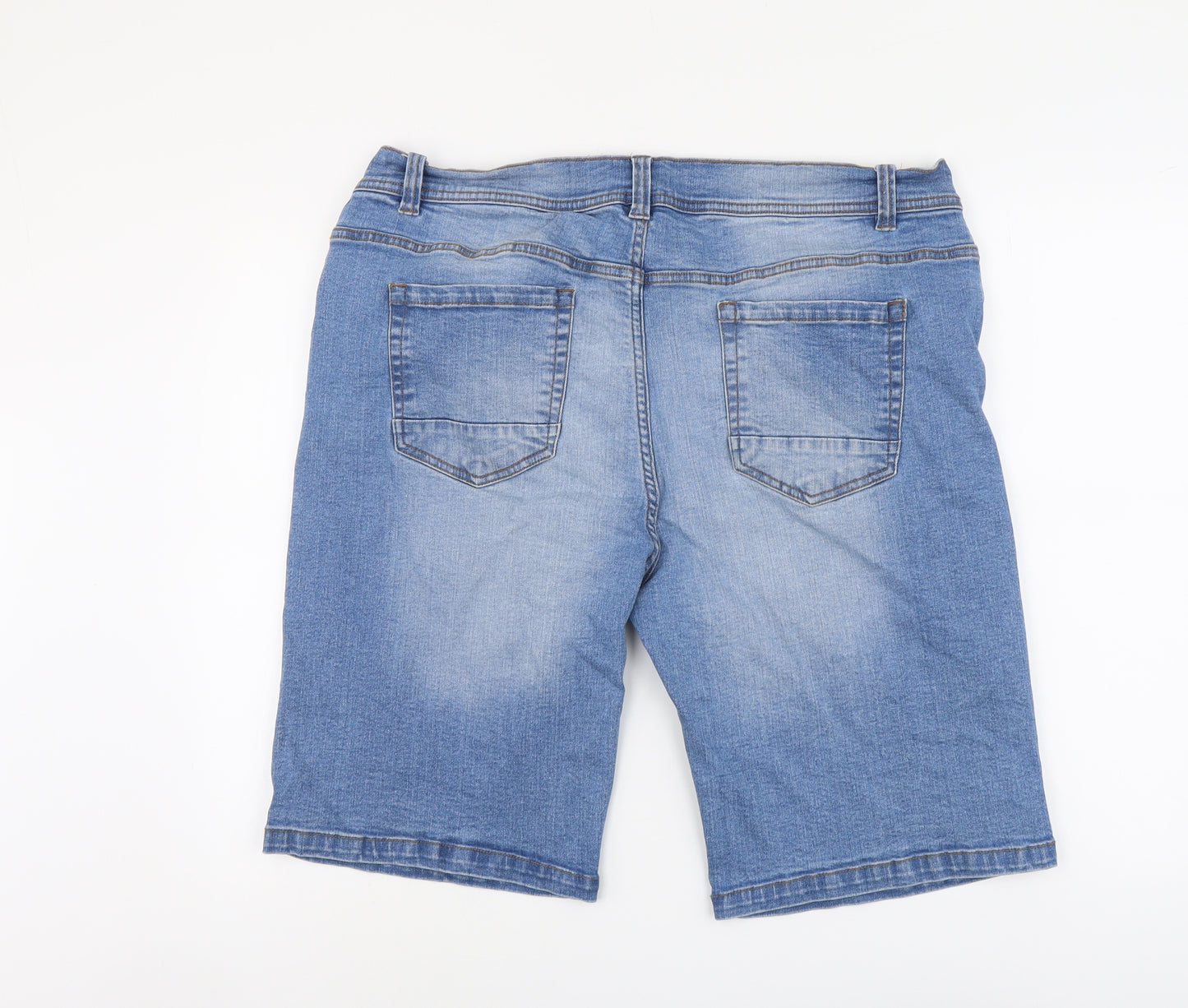 Fluid Mens Blue Cotton Bermuda Shorts Size 2XL L11 in Regular Button