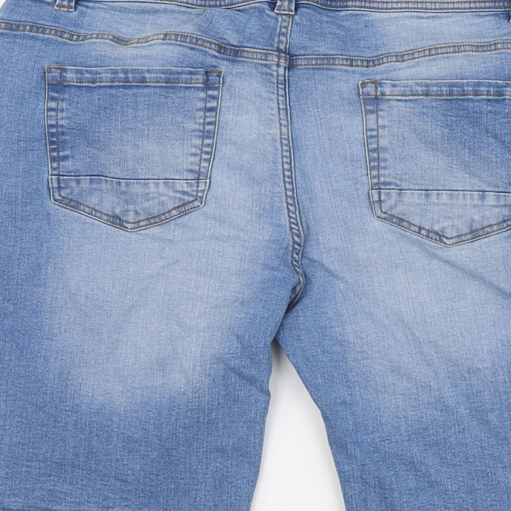 Fluid Mens Blue Cotton Bermuda Shorts Size 2XL L11 in Regular Button