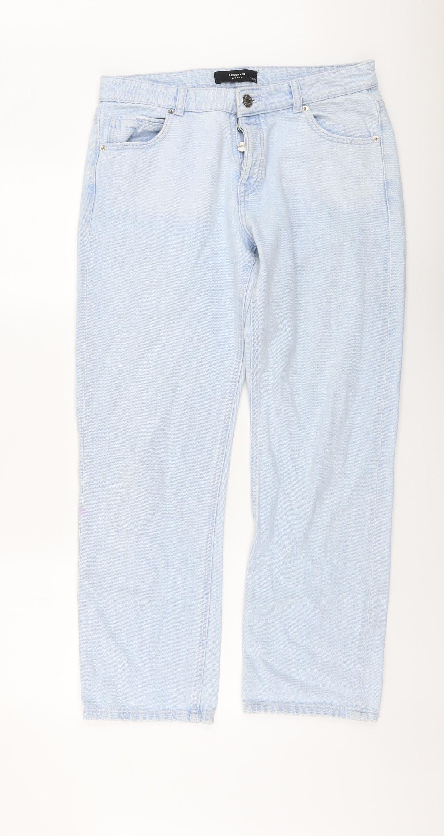 RESERVED Womens Blue Cotton Straight Jeans Size 10 L29 in Regular Button