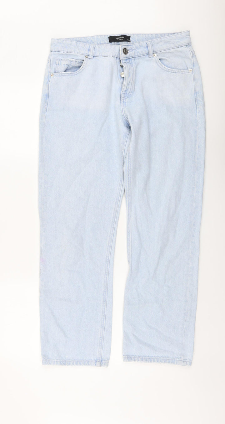 RESERVED Womens Blue Cotton Straight Jeans Size 10 L29 in Regular Button