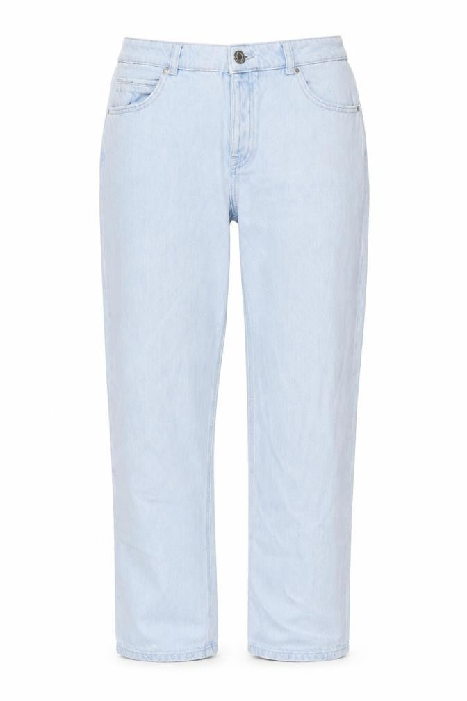 Front view of RESERVED women’s blue cotton straight jeans, size UK 10, 29-inch leg regular button