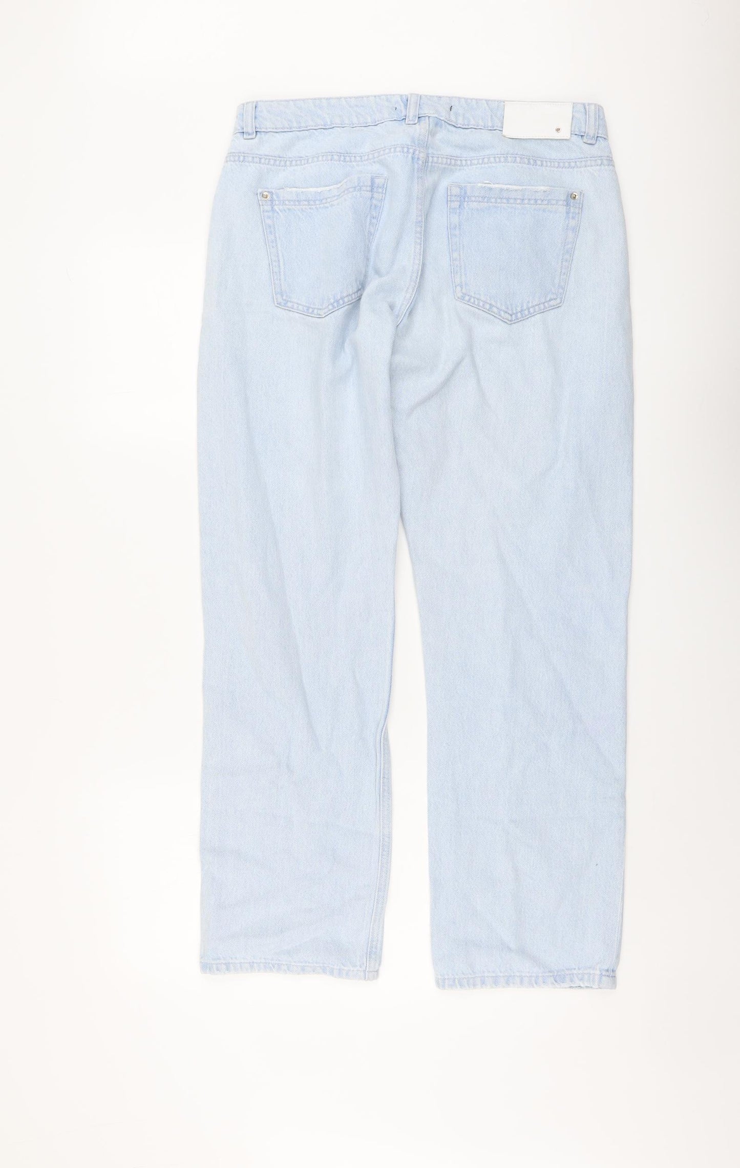 RESERVED Womens Blue Cotton Straight Jeans Size 10 L29 in Regular Button