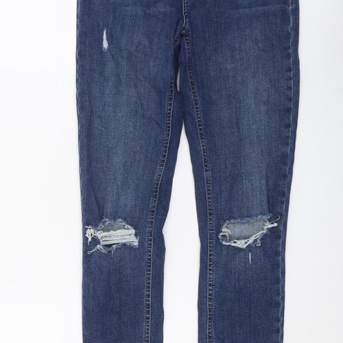 Topshop Womens Blue Cotton Skinny Jeans Size 26 in L27 in Regular Button