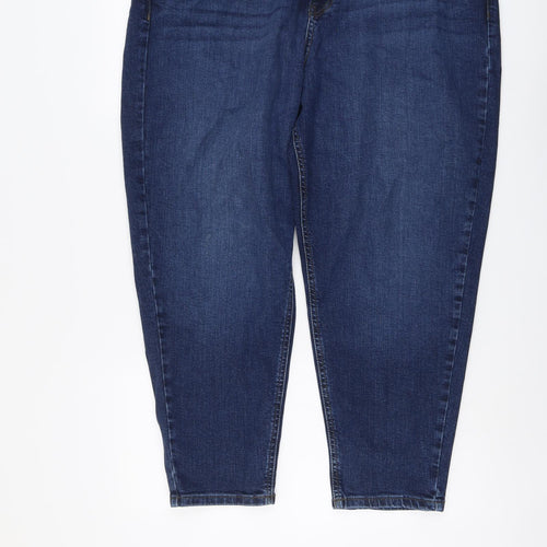Marks and Spencer Womens Blue Cotton Tapered Jeans Size 20 L25 in Regular Button