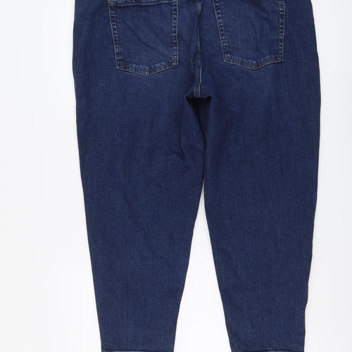Marks and Spencer Womens Blue Cotton Tapered Jeans Size 20 L25 in Regular Button