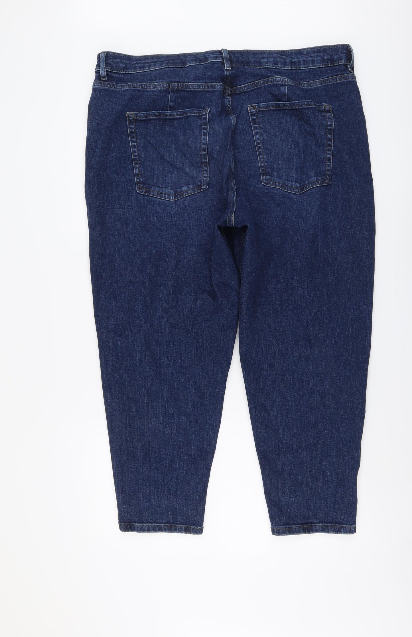 Marks and Spencer Womens Blue Cotton Tapered Jeans Size 20 L25 in Regular Button
