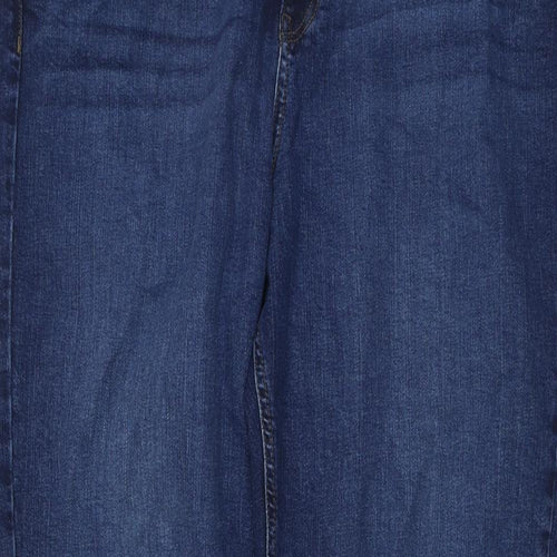 Marks and Spencer Womens Blue Cotton Tapered Jeans Size 20 L25 in Regular Button