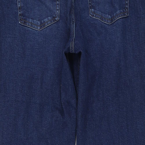 Marks and Spencer Womens Blue Cotton Tapered Jeans Size 20 L25 in Regular Button