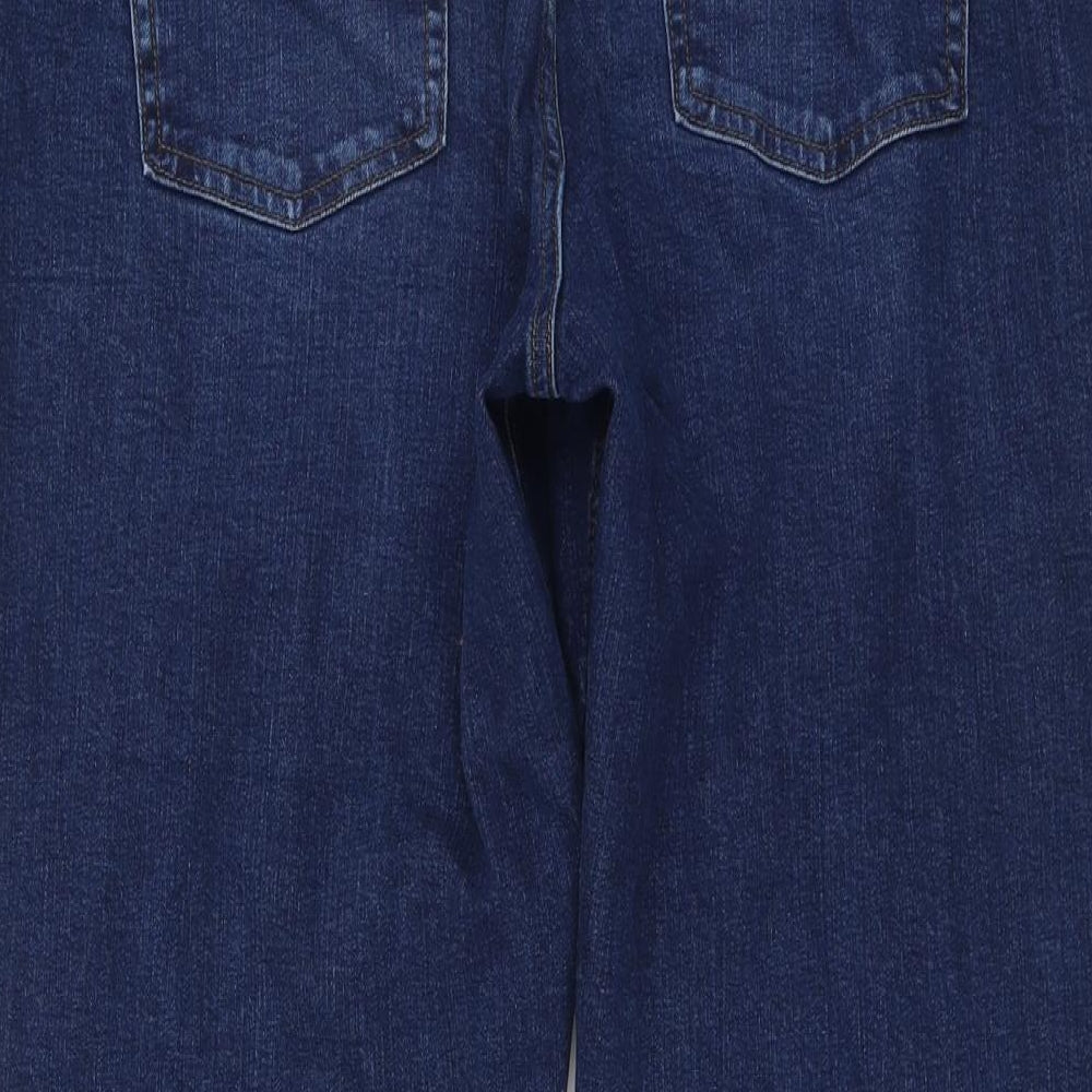 Marks and Spencer Womens Blue Cotton Tapered Jeans Size 20 L25 in Regular Button