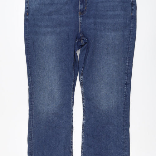 Marks and Spencer Womens Blue Cotton Bootcut Jeans Size 20 L29 in Regular Button