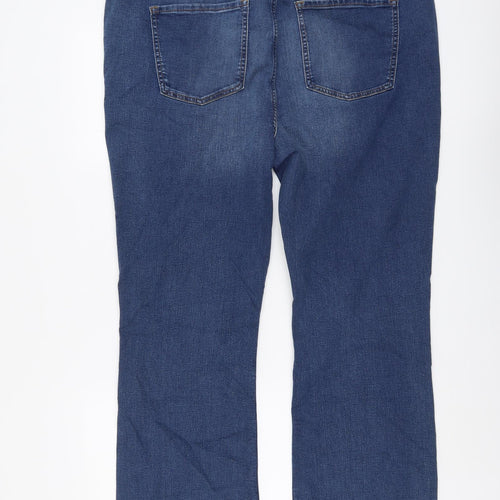 Marks and Spencer Womens Blue Cotton Bootcut Jeans Size 20 L29 in Regular Button