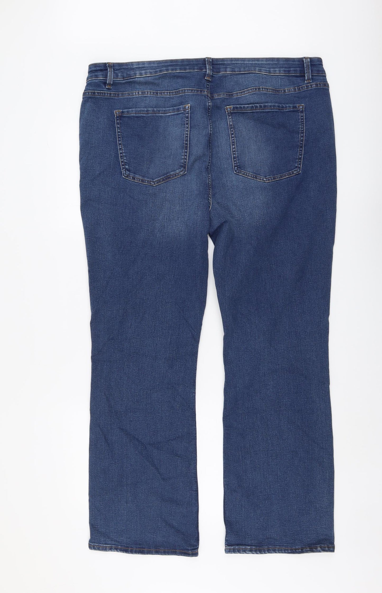Marks and Spencer Womens Blue Cotton Bootcut Jeans Size 20 L29 in Regular Button