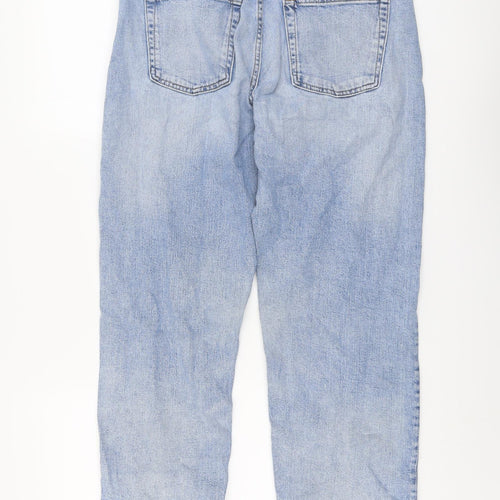 Marks and Spencer Womens Blue Cotton Boyfriend Jeans Size 12 L24 in Regular Button