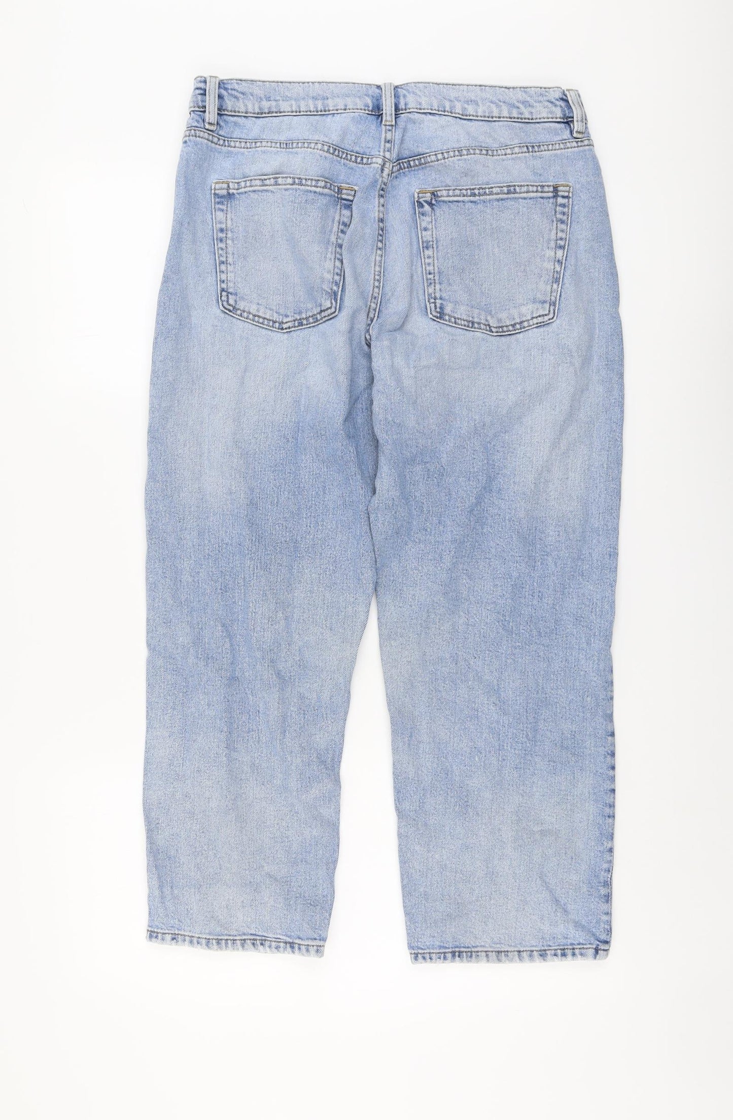 Marks and Spencer Womens Blue Cotton Boyfriend Jeans Size 12 L24 in Regular Button
