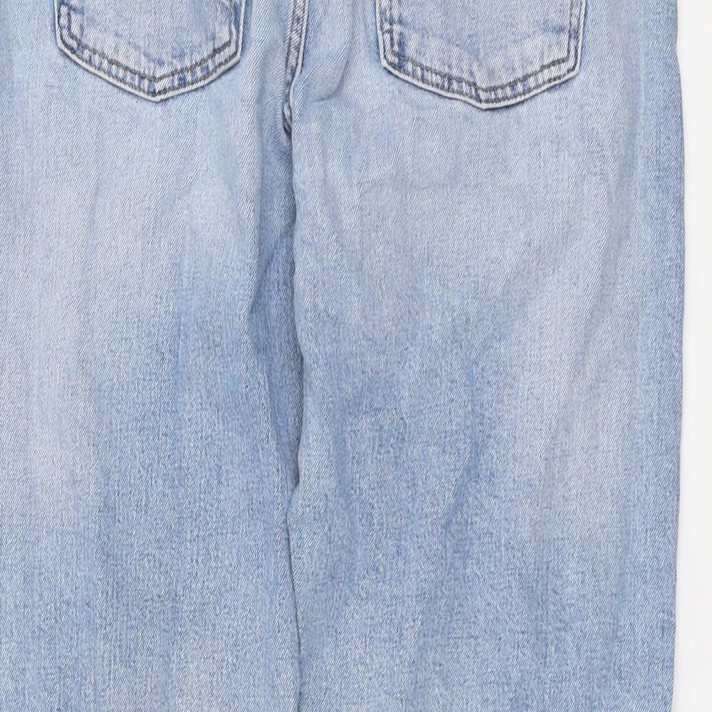 Marks and Spencer Womens Blue Cotton Boyfriend Jeans Size 12 L24 in Regular Button