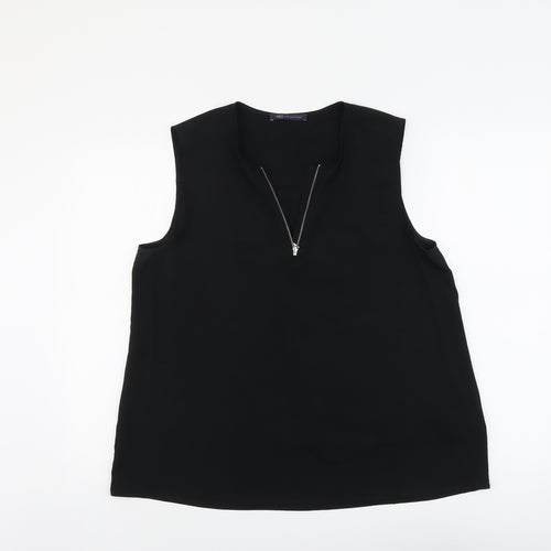 Marks and Spencer Womens Black Polyester Basic Tank Size 14 V-Neck