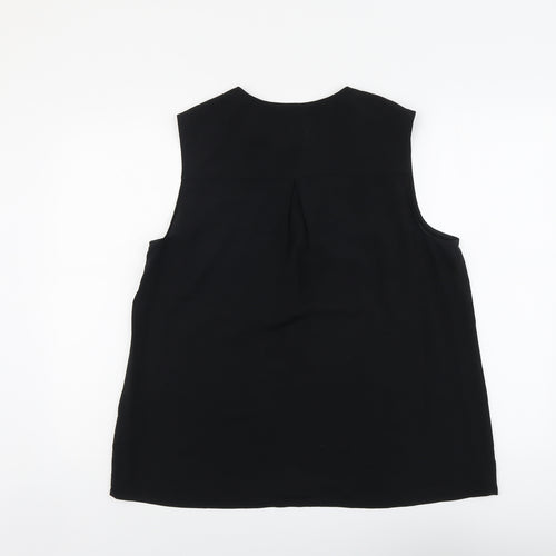 Marks and Spencer Womens Black Polyester Basic Tank Size 14 V-Neck
