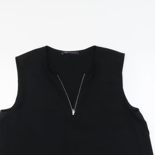 Marks and Spencer Womens Black Polyester Basic Tank Size 14 V-Neck