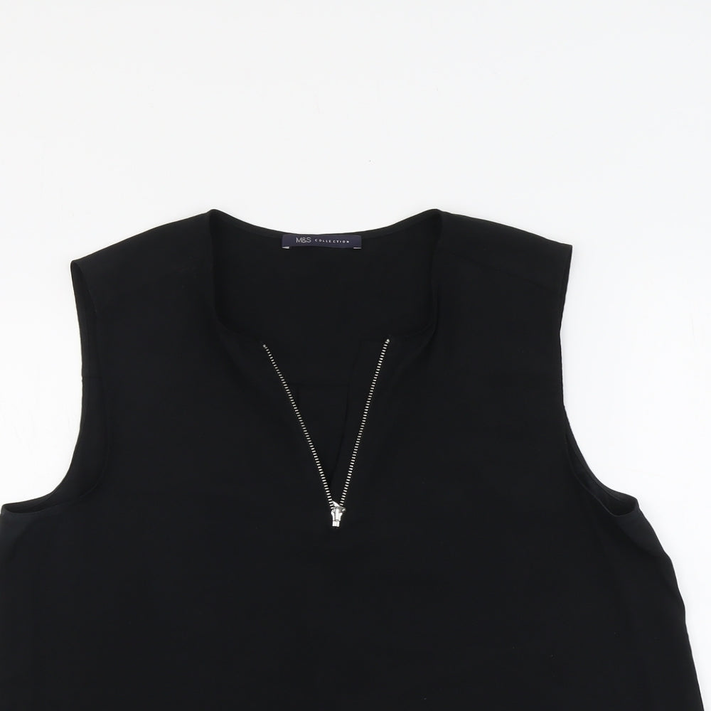 Marks and Spencer Womens Black Polyester Basic Tank Size 14 V-Neck