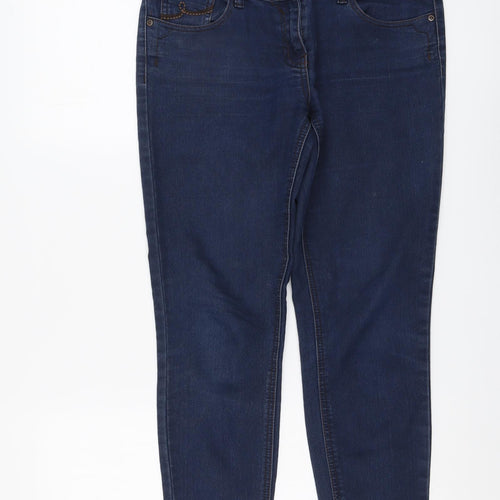 NEXT Womens Blue Cotton Skinny Jeans Size 12 L27 in Regular Button