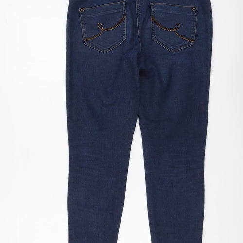 NEXT Womens Blue Cotton Skinny Jeans Size 12 L27 in Regular Button