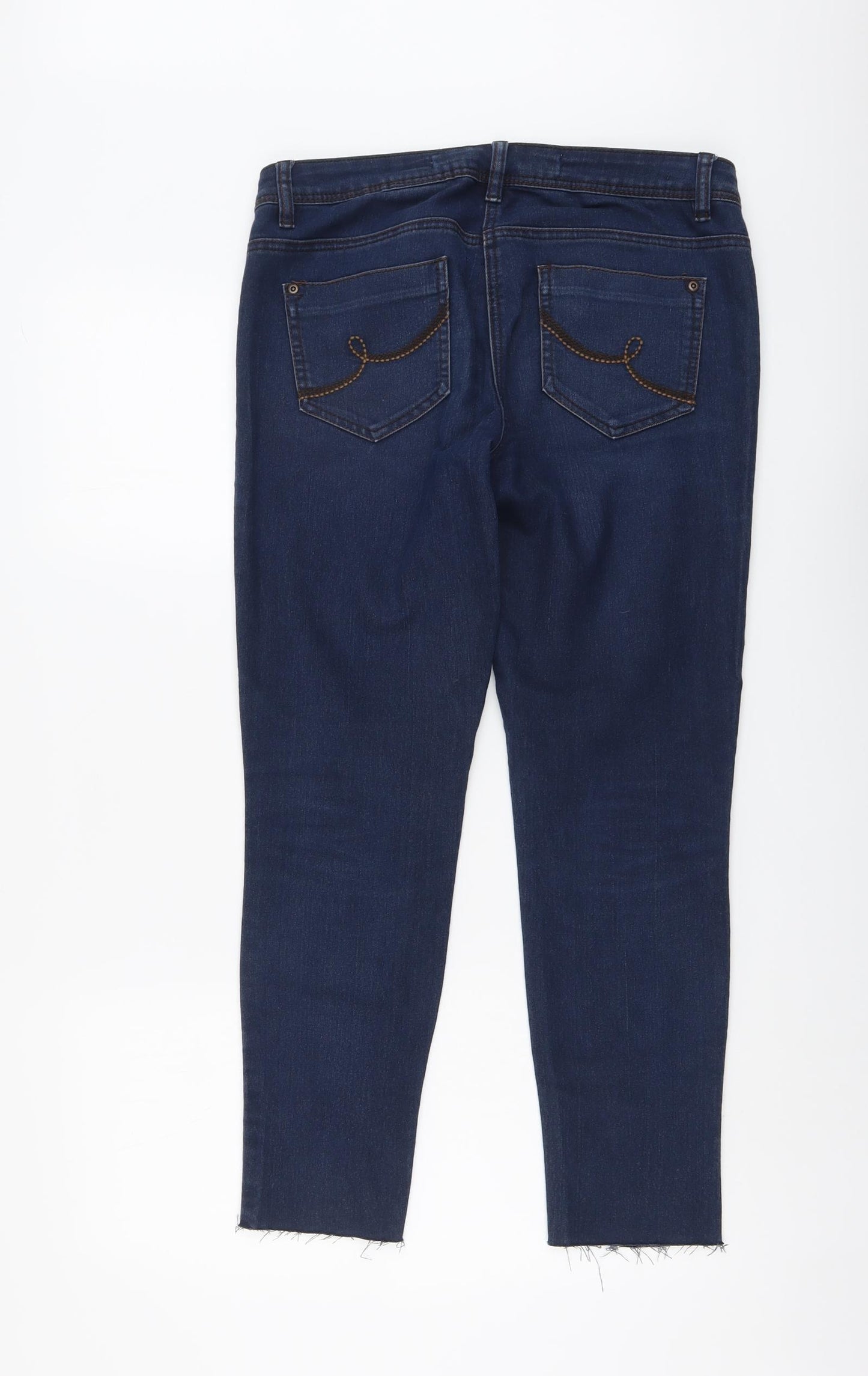 NEXT Womens Blue Cotton Skinny Jeans Size 12 L27 in Regular Button
