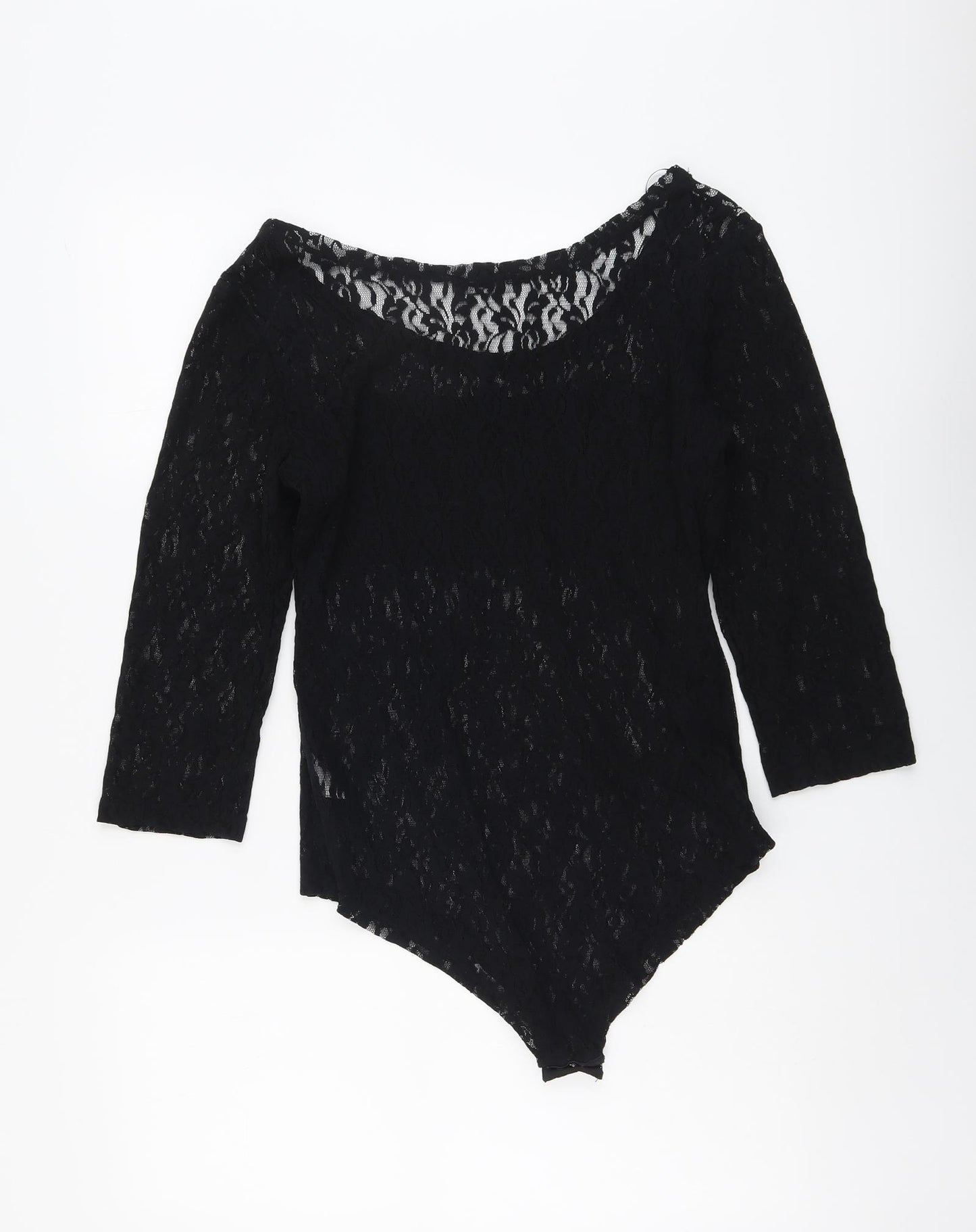 Select Womens Black Geometric Polyester Bodysuit One-Piece Size 14 Snap