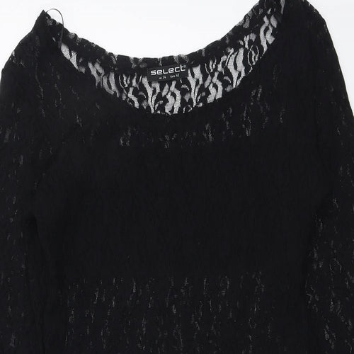 Select Womens Black Geometric Polyester Bodysuit One-Piece Size 14 Snap