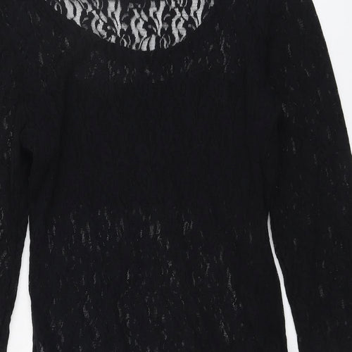 Select Womens Black Geometric Polyester Bodysuit One-Piece Size 14 Snap