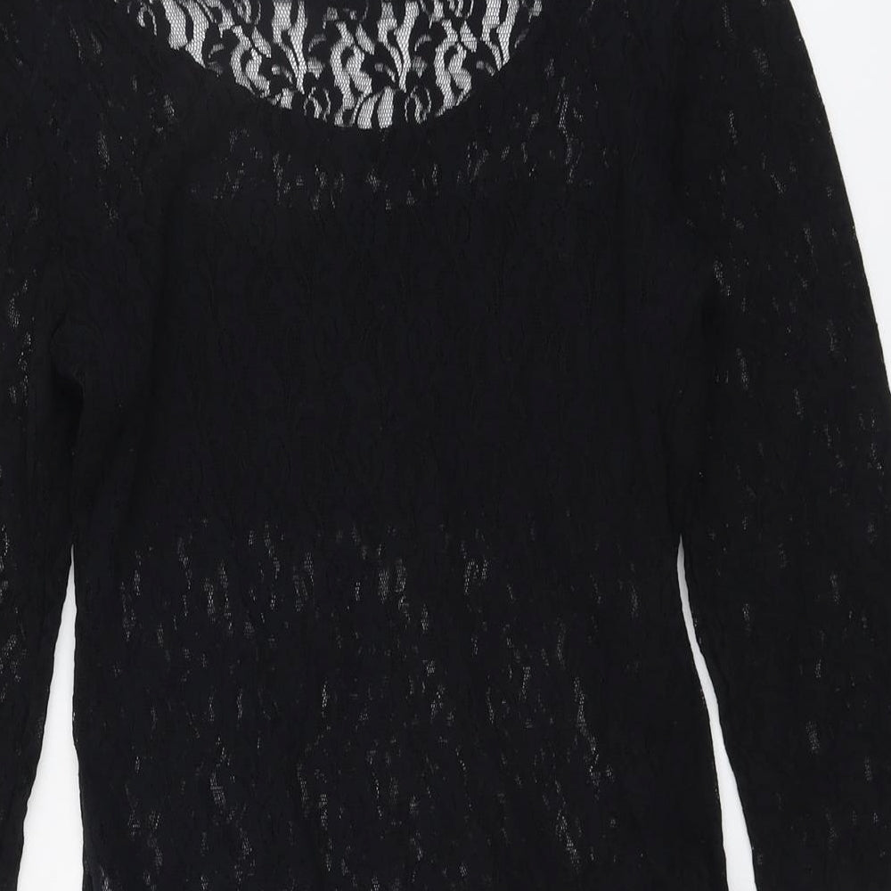 Select Womens Black Geometric Polyester Bodysuit One-Piece Size 14 Snap