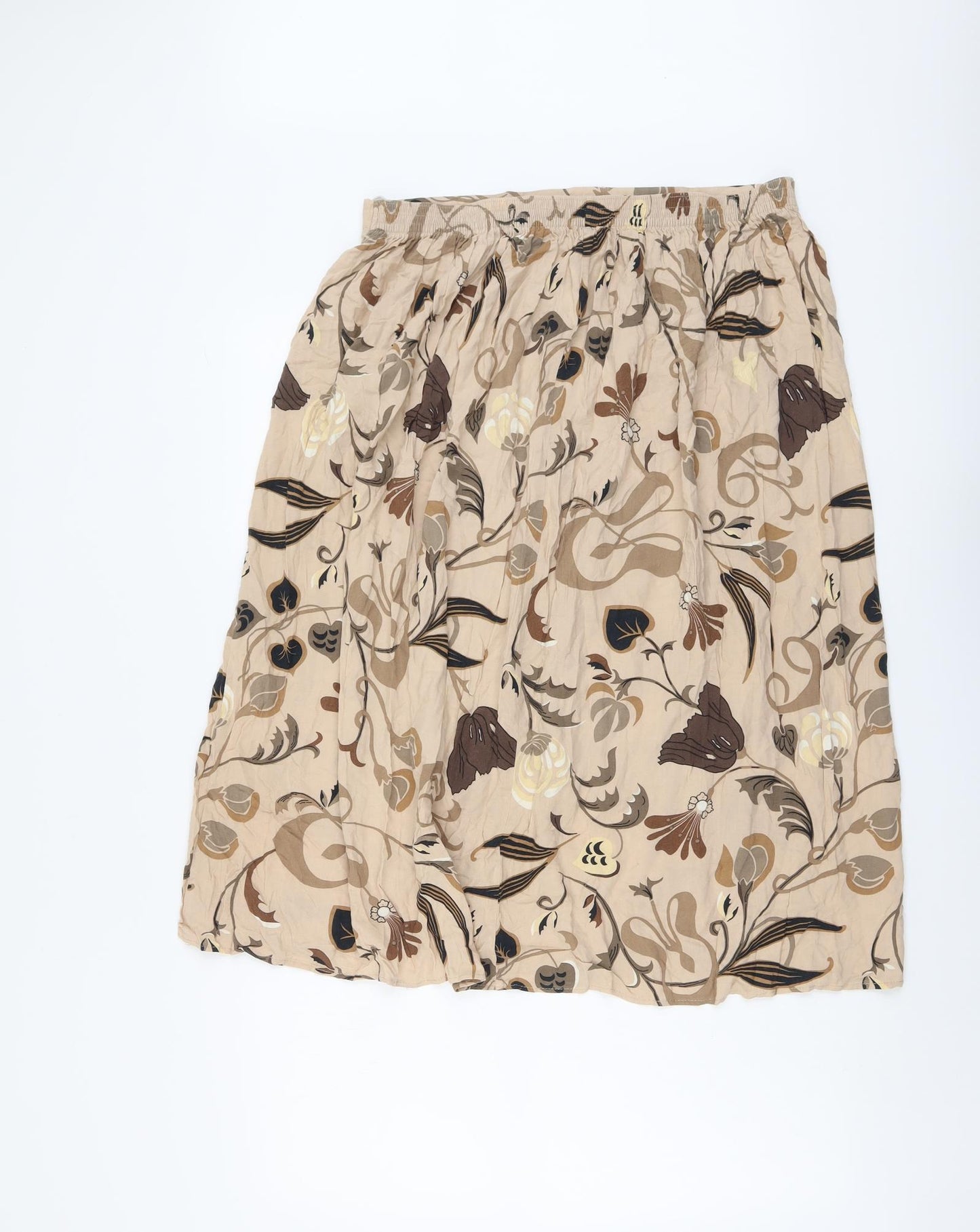 Damart Womens Beige Geometric Viscose A-Line Skirt Size 18