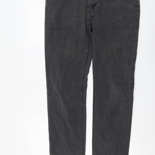 HUGO BOSS Mens Grey Cotton Straight Jeans Size 36 in L32 in Regular Button