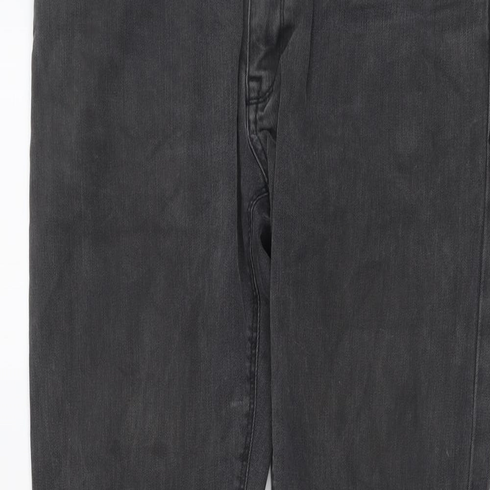 HUGO BOSS Mens Grey Cotton Straight Jeans Size 36 in L32 in Regular Button
