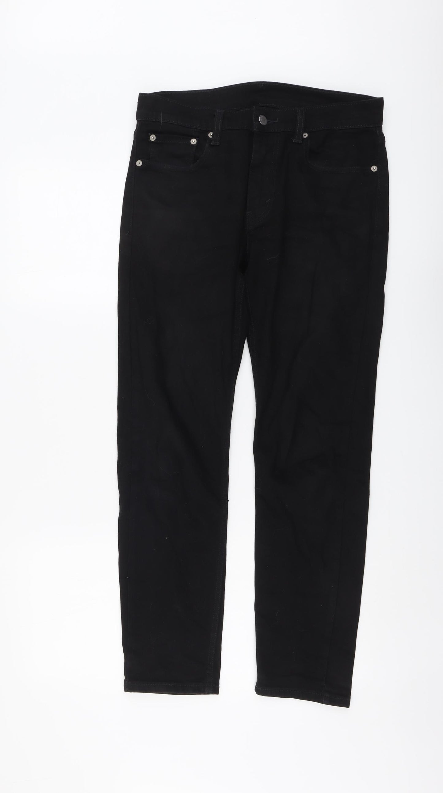 Levi's Mens Black Cotton Straight Jeans Size 30 in L30 in Regular Button