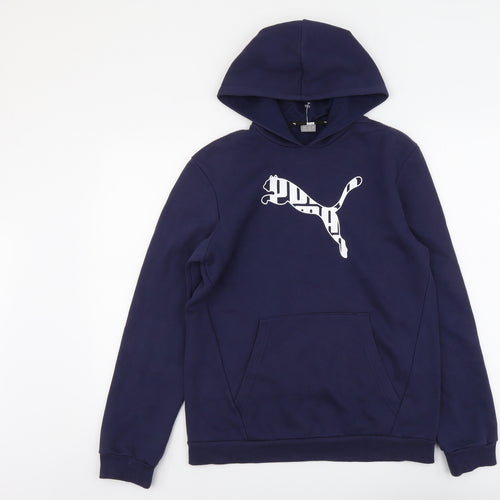 PUMA Boys Blue Cotton Pullover Hoodie Size 15-16 Years Pullover