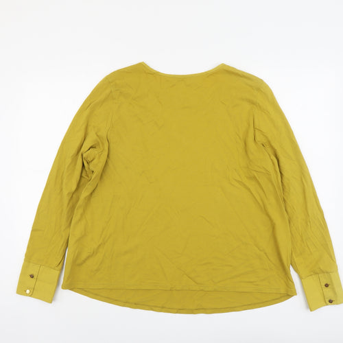 Per Una Womens Yellow Cotton Basic T-Shirt Size 16 Round Neck - Flower