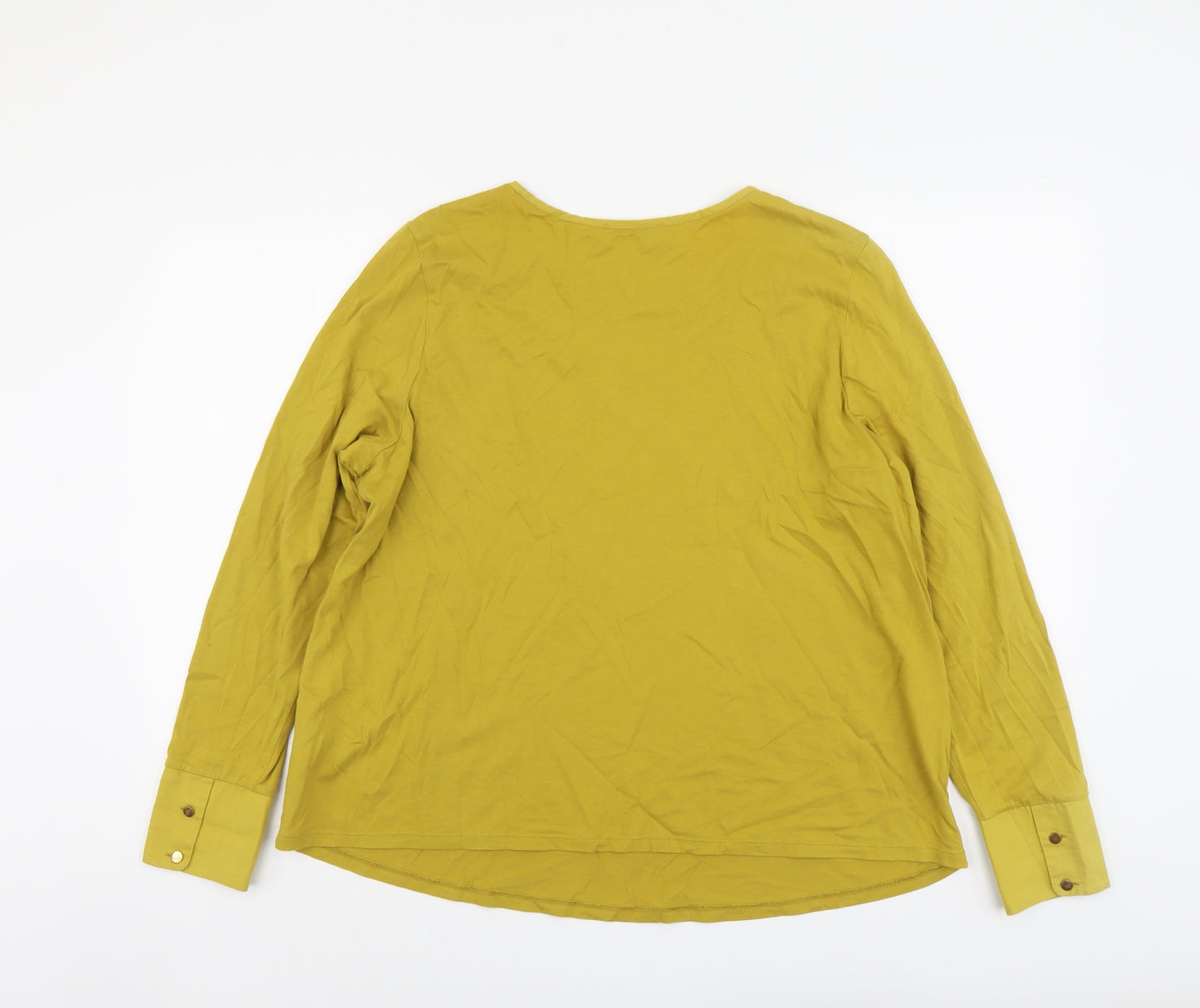 Per Una Womens Yellow Cotton Basic T-Shirt Size 16 Round Neck - Flower