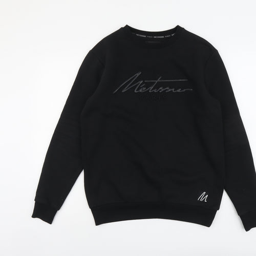 Metissier Paris Mens Black Cotton Pullover Sweatshirt Size XS