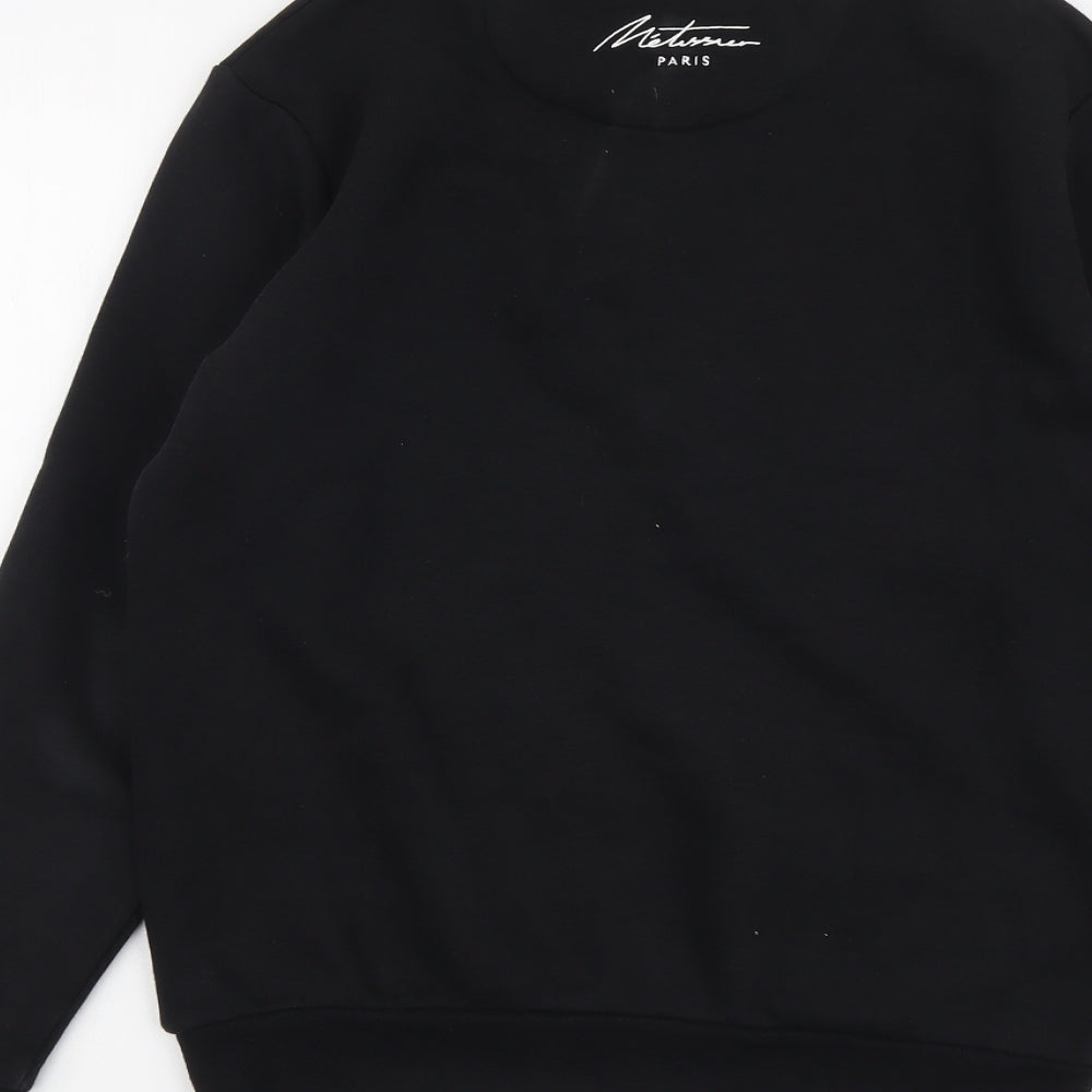 Metissier Paris Mens Black Cotton Pullover Sweatshirt Size XS
