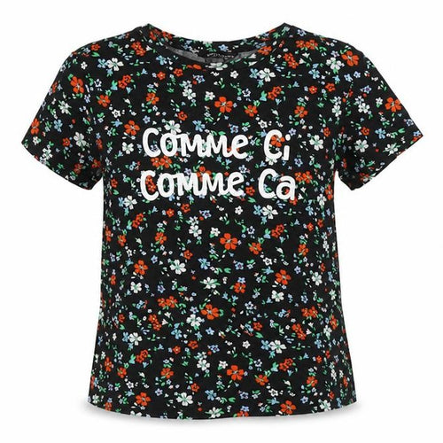Dorothy Perkins Womens Black Floral Viscose Basic T-Shirt Size 10 Round Neck - Comme Ci Comme Ca