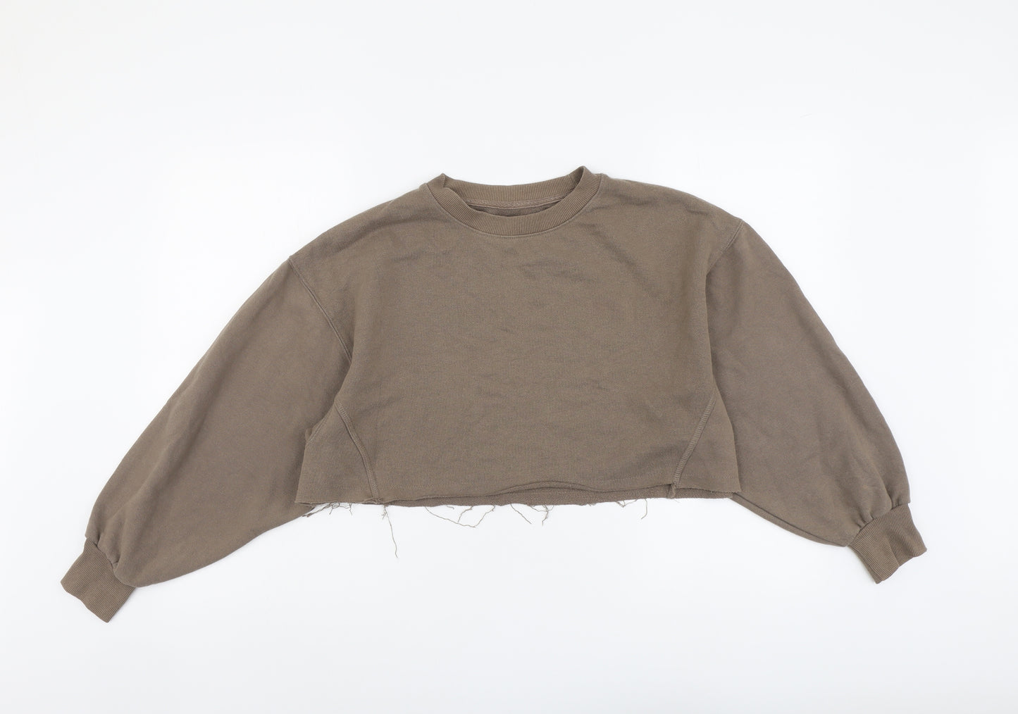 Pull&Bear Womens Brown Polyester Pullover Sweatshirt Size S Pullover - Cropped