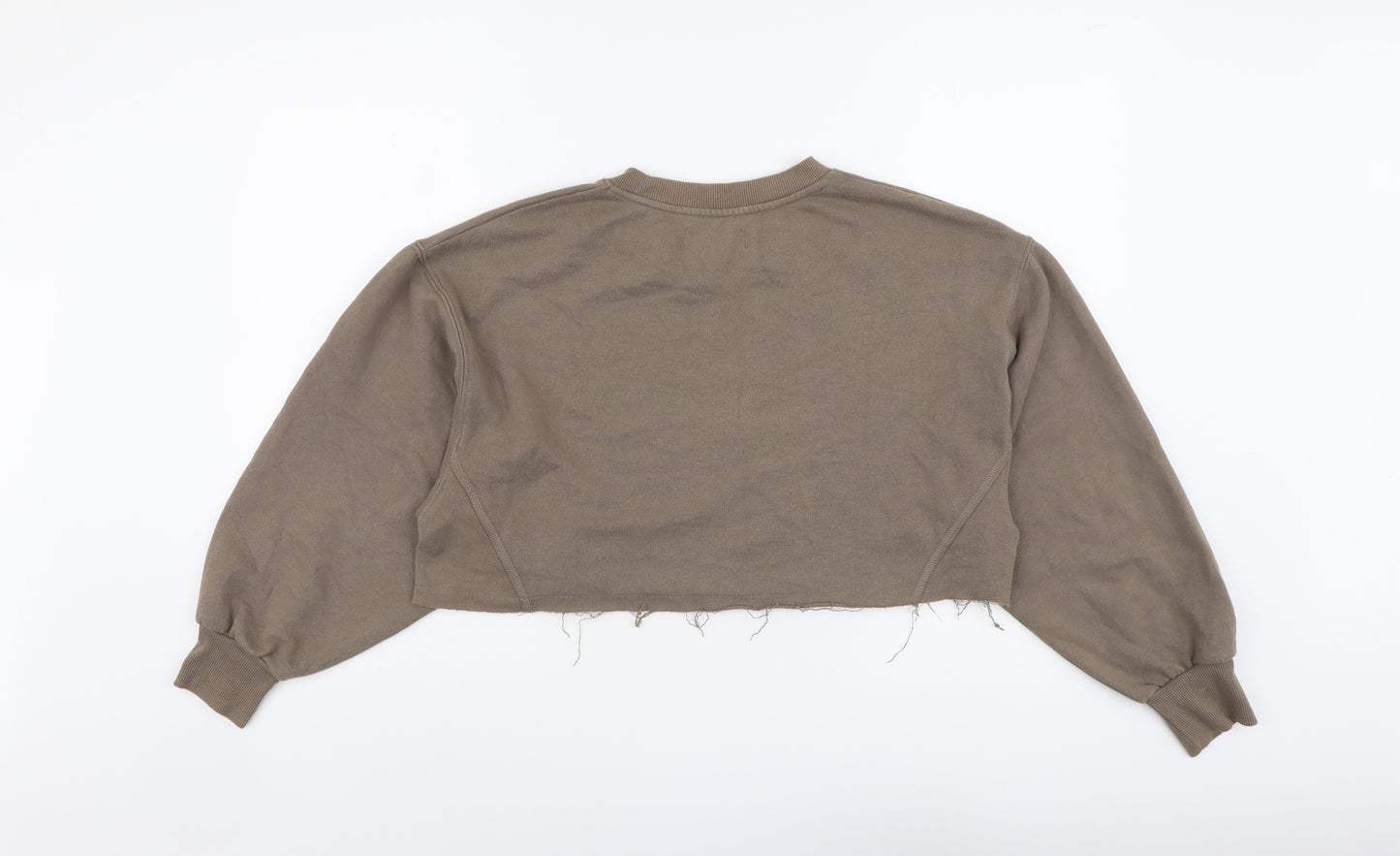 Pull&Bear Womens Brown Polyester Pullover Sweatshirt Size S Pullover - Cropped