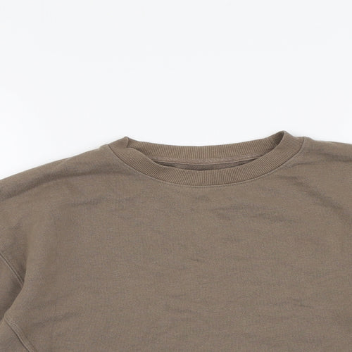 Pull&Bear Womens Brown Polyester Pullover Sweatshirt Size S Pullover - Cropped