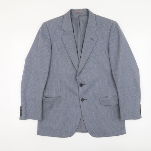 Marks and Spencer Mens Blue Striped Viscose Jacket Suit Jacket Size 38 Regular