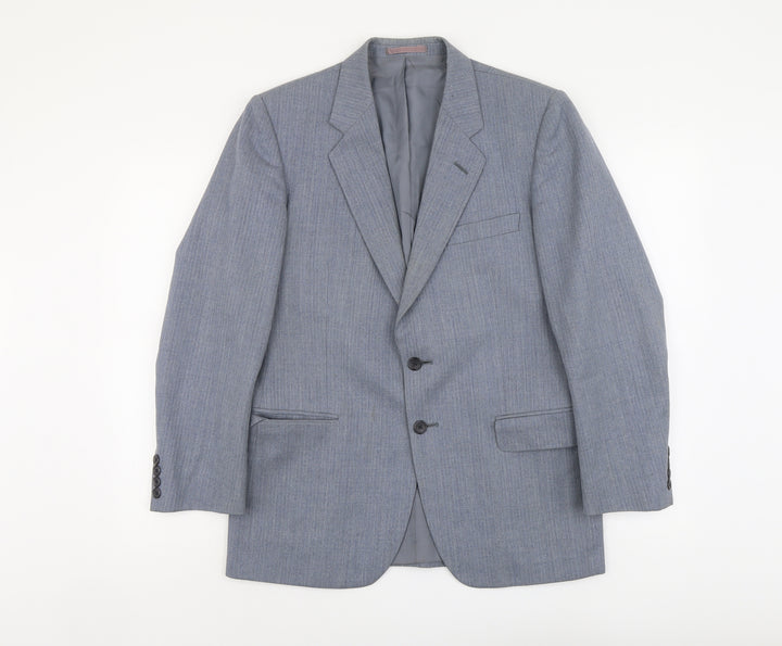 Marks and Spencer Mens Blue Striped Viscose Jacket Suit Jacket Size 38 Regular