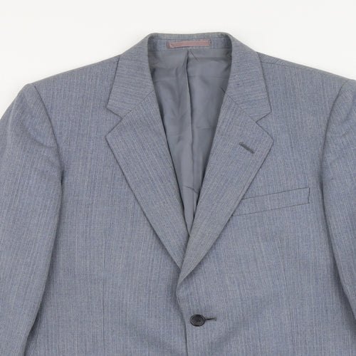 Marks and Spencer Mens Blue Striped Viscose Jacket Suit Jacket Size 38 Regular