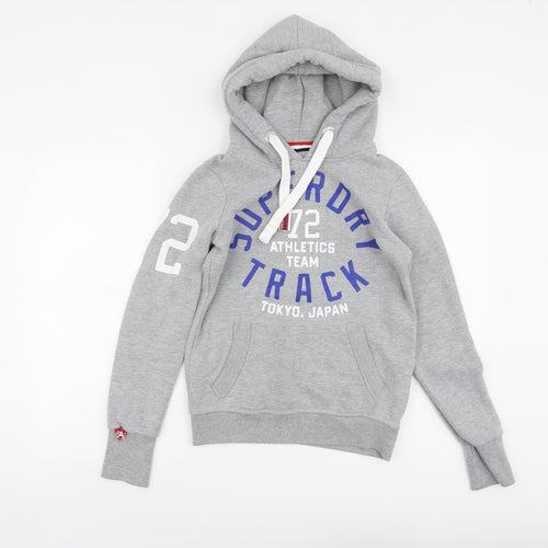 Superdry Womens Grey Cotton Pullover Hoodie Size XS Pullover