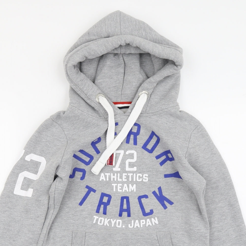 Superdry Womens Grey Cotton Pullover Hoodie Size XS Pullover
