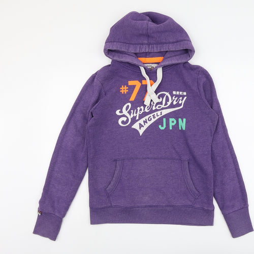 Superdry Womens Purple Cotton Pullover Hoodie Size M Pullover